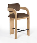 Cedra - Velvet Performance Fabric Upholstered Counter Stool - Natural Frame