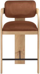 Cedra - Velvet Performance Fabric Upholstered Counter Stool - Cognac