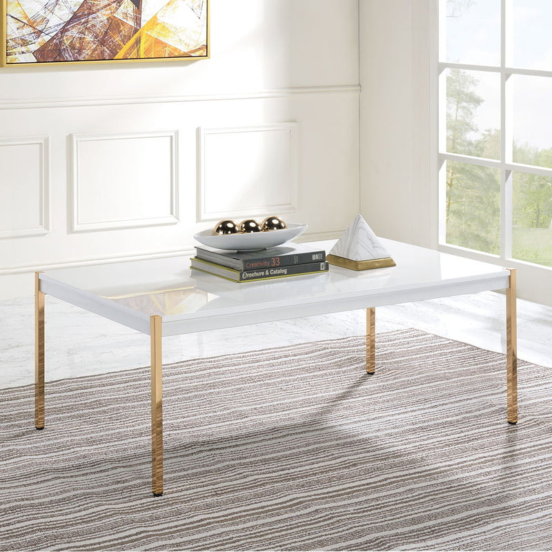 Otrac - Coffee Table - White & Gold