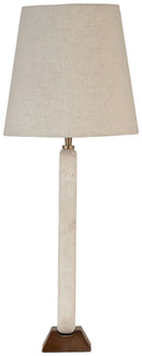 Solis - Genuine Marble And Mango Wood Base With Linen Textured Fabric Shade Table Lamp