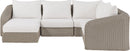 Seacrest - Olefin Water Resistant Fabric And Wicker 5 Piece Outdoor Patio Modular Sectional