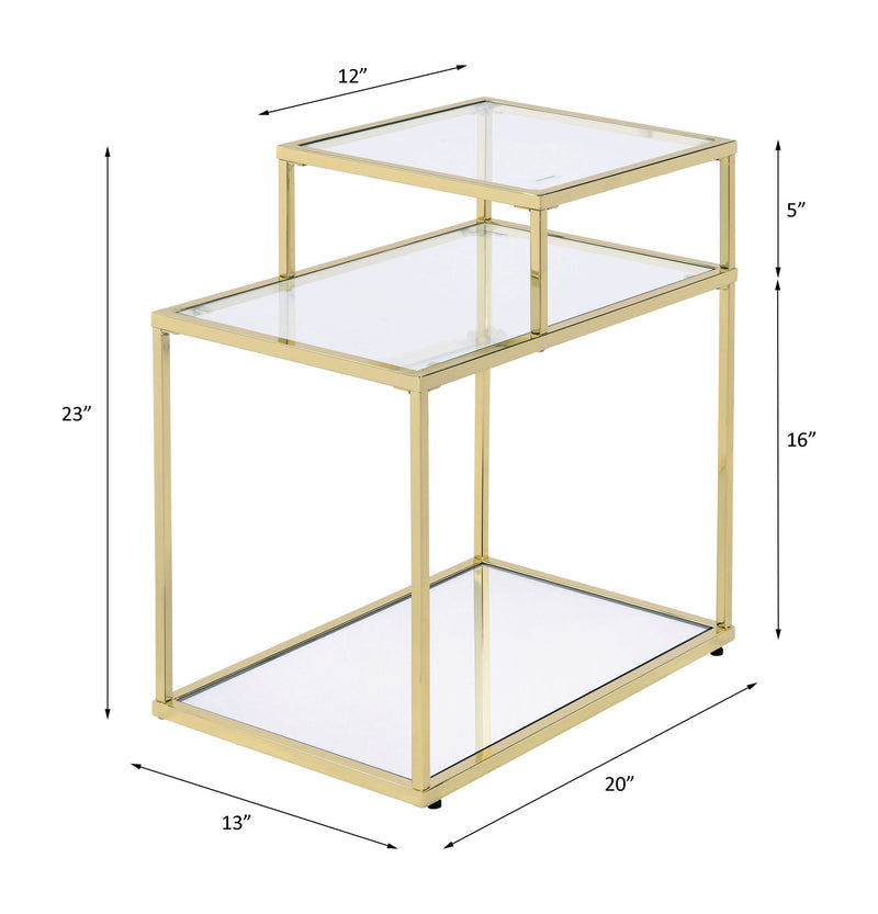 Uchenna - Accent Table - Clear Glass & Gold