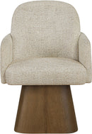 Marlowe - Linen Textured Fabric Upholstered Swivel Dining Arm Chair - Stained Brown