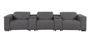 1208 - Leather Sofa With 3 Power Recliners And Two Storage Consoles
