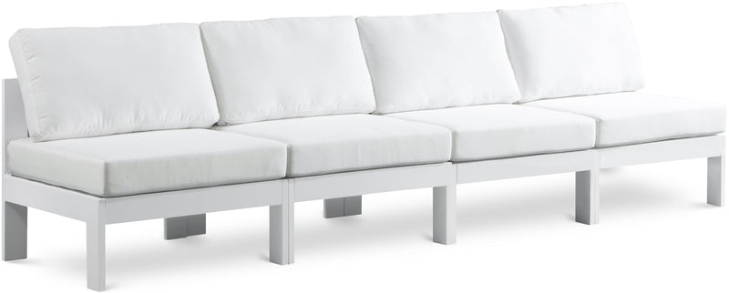 Nizuc - Outdoor Patio 4 Seat Armless Modular Sofa With White Frame