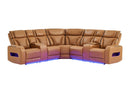 U8611 - Sectional With Power Headrest, Continuous LED And Speaker - Brown