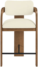 Cedra - Velvet Performance Fabric Upholstered Counter Stool - Brown Frame