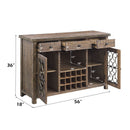 Raphaela - Server With Cup Holder & Wine Rack - Weathered Cherry