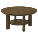 Ottowa - Round Wood Table With Shelf