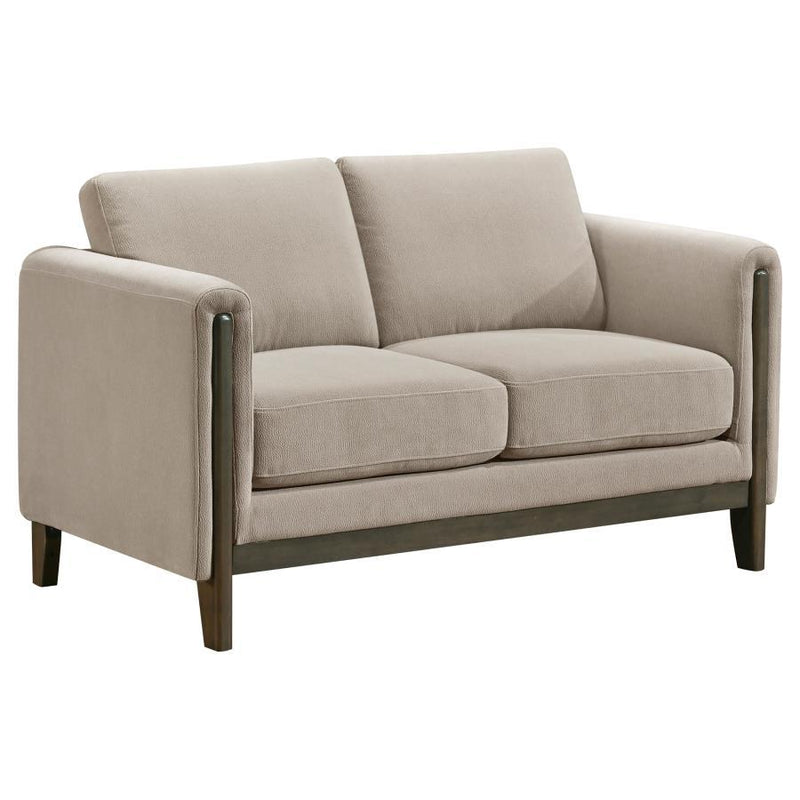 Islington - Fabric Upholstered Panel Arm Loveseat - Taupe