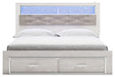 Altyra - King Upholstered Bookcase Bed With Storage - White