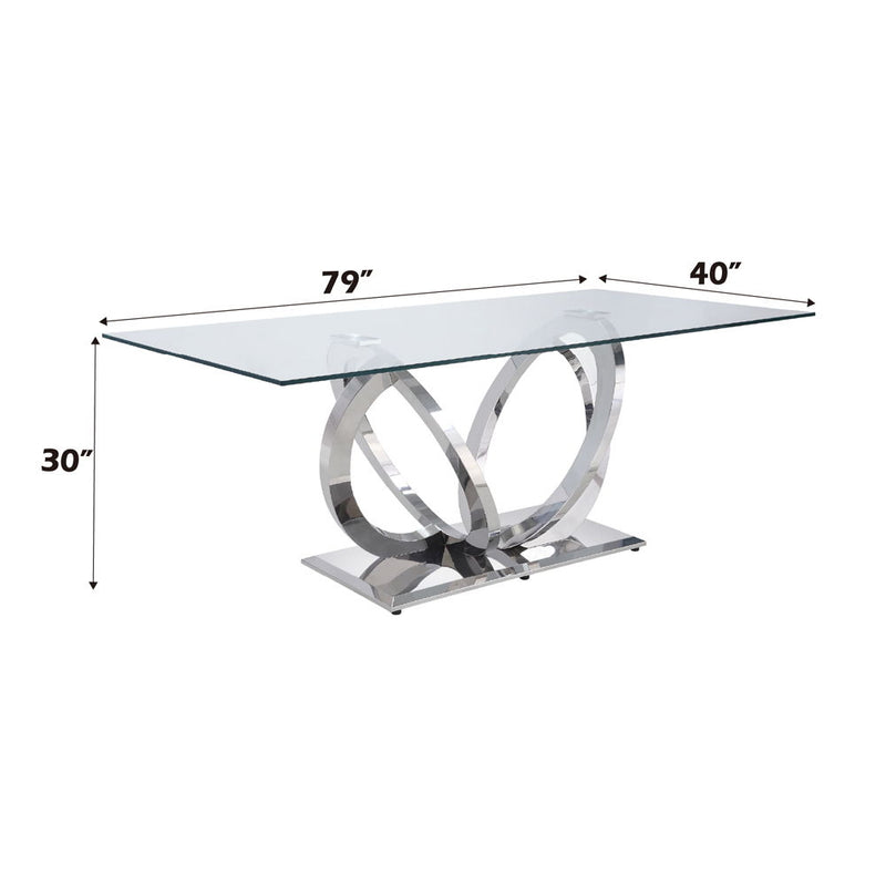 Finley - Dining Table - Clear Glass Top & Mirrored Silver