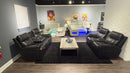 U8881 / U8880 - Leather Power Reclining Sofa / Power Console Reclining Loveseat - Black