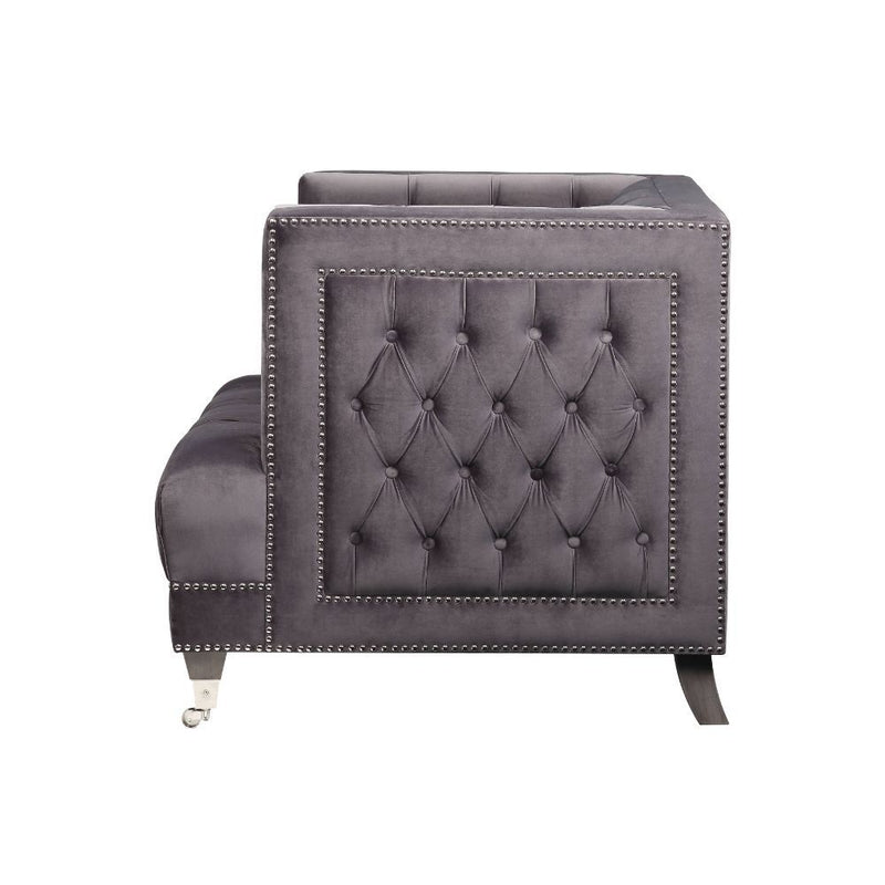 Hegio - Chair With Pillow - Gray Velvet