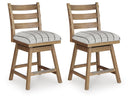 Ridgester - Upholstered Swivel Barstool (Set of 2) - Light Brown