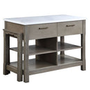 Feivel - Kitchen Island With Pull Out Table - Marble Top & Rustic Oak