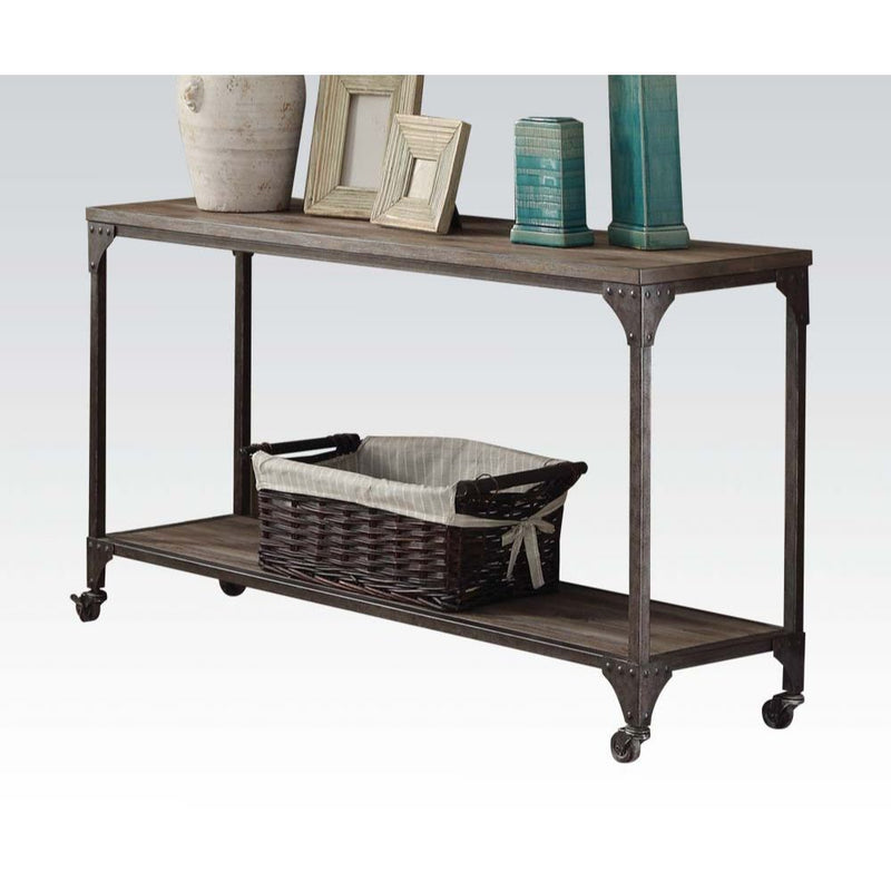 Gorden - Sofa Table - Weathered Oak & Antique Nickel