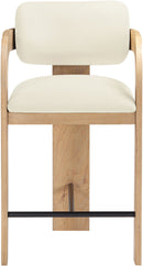 Cedra - Velvet Performance Fabric Upholstered Counter Stool - Natural Frame