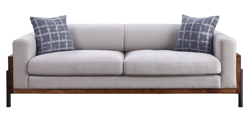 Pelton - Sofa With 2 Pillows - Fabric & Walnut