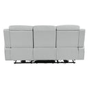 Elonzo - Power Motion Sofa With LED, Power Headrest & Speaker - Light Gray