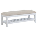 Bexhill - Upholstered Rectangular Bench With Shelf - White