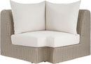 Seacrest - Olefin Water Resistant Fabric And Wicker Outdoor Patio Corner Chair