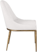 Ferro - Linen Textured Performance Fabric Upholstered Dining Side Chair - Cream / Brushed Gold