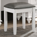Barzini - Upholstered Vanity Stool - Metallic Aand White
