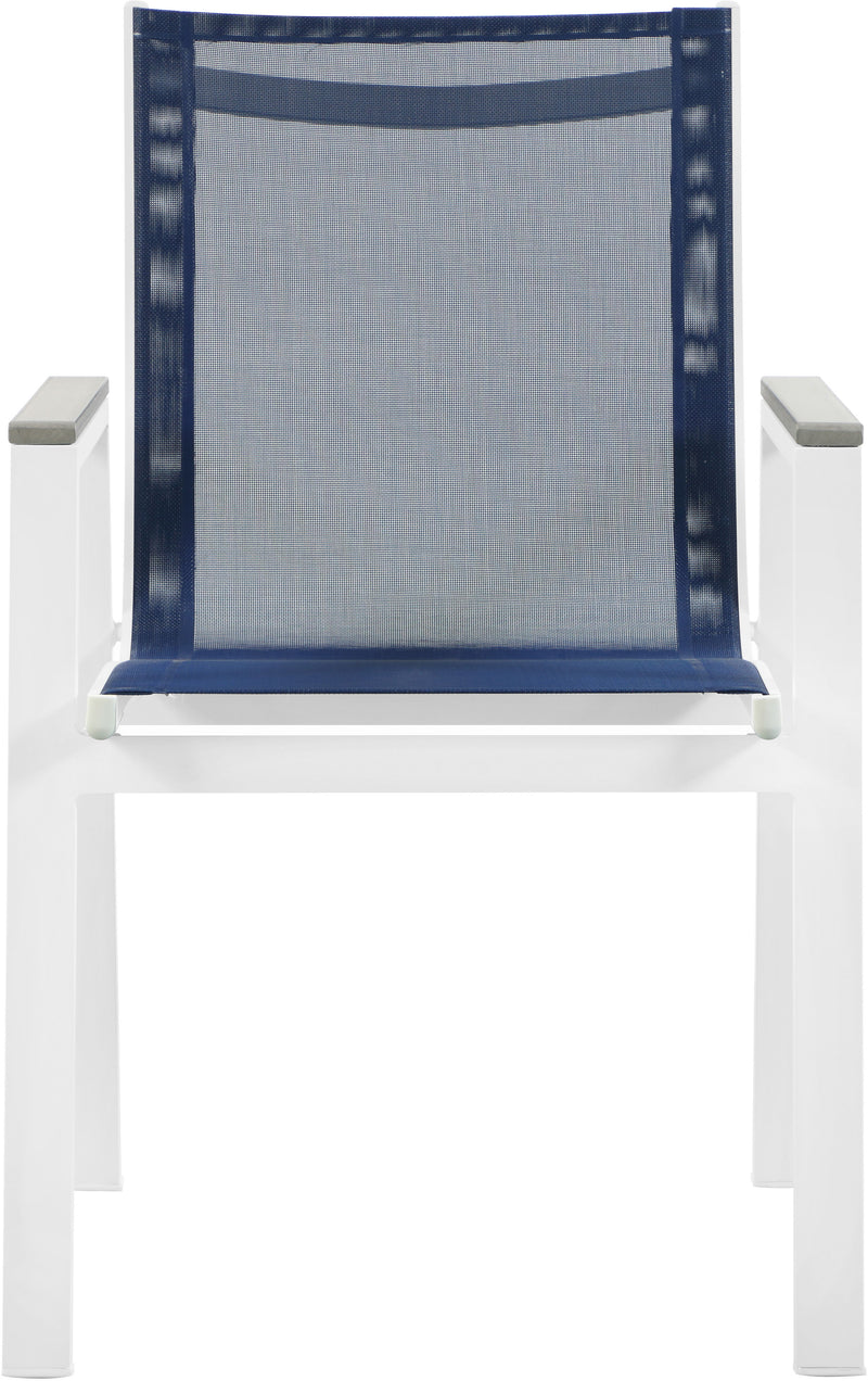 Nizuc - Outdoor Patio Dining Arm Chair With White Frame And Gray Arms (Set of 2)