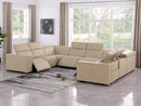 1208 - 8 Piece U Shaped Leather Sectional With 4 Power Recliners And Power Headrests - Beige