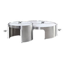 Abilene - Nesting Coffee Table Set - Marble Top & Brush Silver