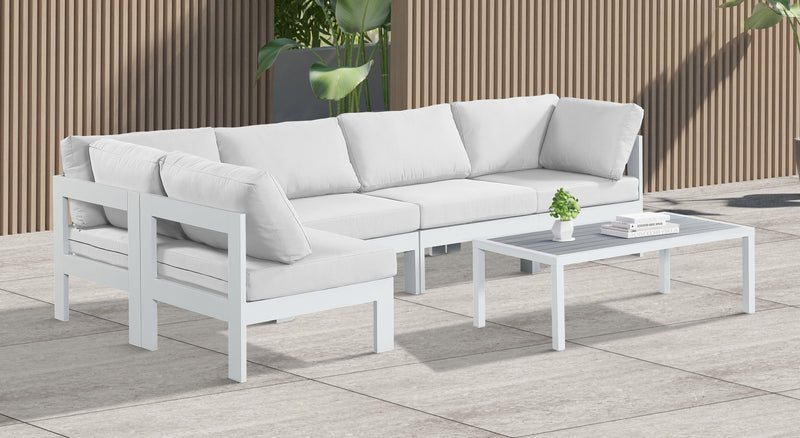 Nizuc - Outdoor Patio 5 Piece Modular Sectional With White Frame