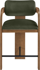 Cedra - Velvet Performance Fabric Upholstered Counter Stool - Brown Frame
