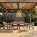 Seacrest - Tempered Glass Top And Wicker Outdoor Patio Dining Table