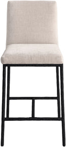 Reeves - Chenille Fabric Upholstered Counter Stool (Set of 2) - Black Base