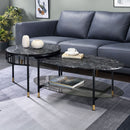 Silas - Nesting Coffee Table Set - Faux Marble Top & Black
