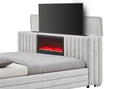 Elias - 5 Piece Queen Bedroom Set TV Footboard - Light Gray / Natural / White