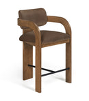 Cedra - Velvet Performance Fabric Upholstered Counter Stool - Brown Frame