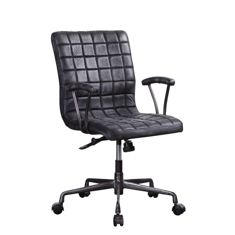 Barack - Office Chair - Vintage Black Top Grain Leather & Aluminum