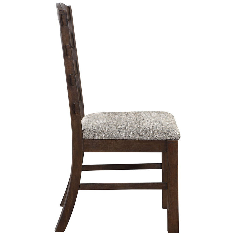 Pascaline - Side Chair (Set of 2) - Gray Fabric, Rustic Brown & Oak