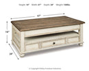 Realyn - Lift Top Cocktail Table - White / Brown