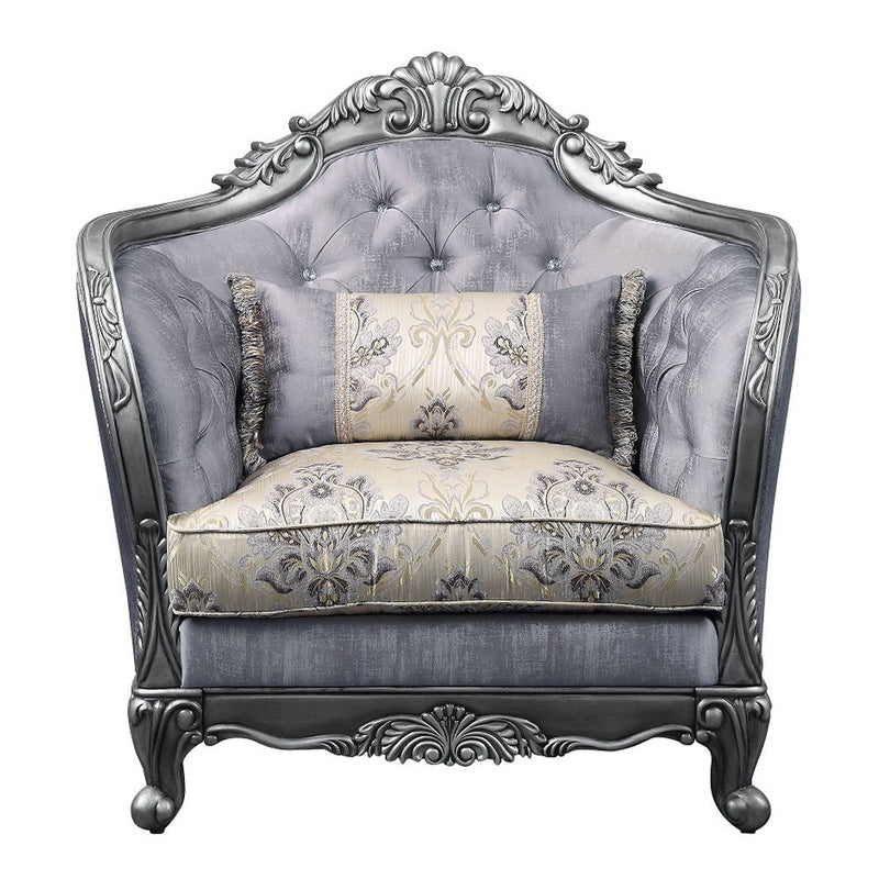 Ariadne - Chair With Pillow - Fabric & Platinum