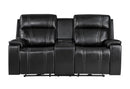 U8881 / U8880 - Leather Power Reclining Sofa / Power Console Reclining Loveseat / Power Recliner - Black