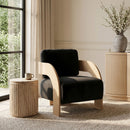 Cedra - Velvet Performance Fabric Upholstered Accent Chair - Natural Frame