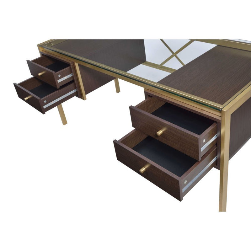 Yumia - Writing Desk - Gold & Walnut