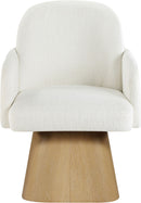 Marlowe - Linen Textured Fabric Upholstered Swivel Dining Arm Chair - Stained Natural