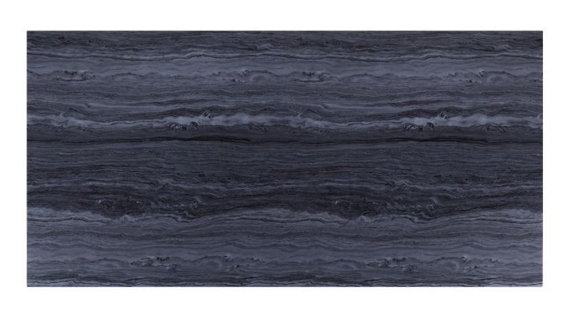 Nasir - Dining Table - Gray Printed Faux Marble Top & Mirrored Silver