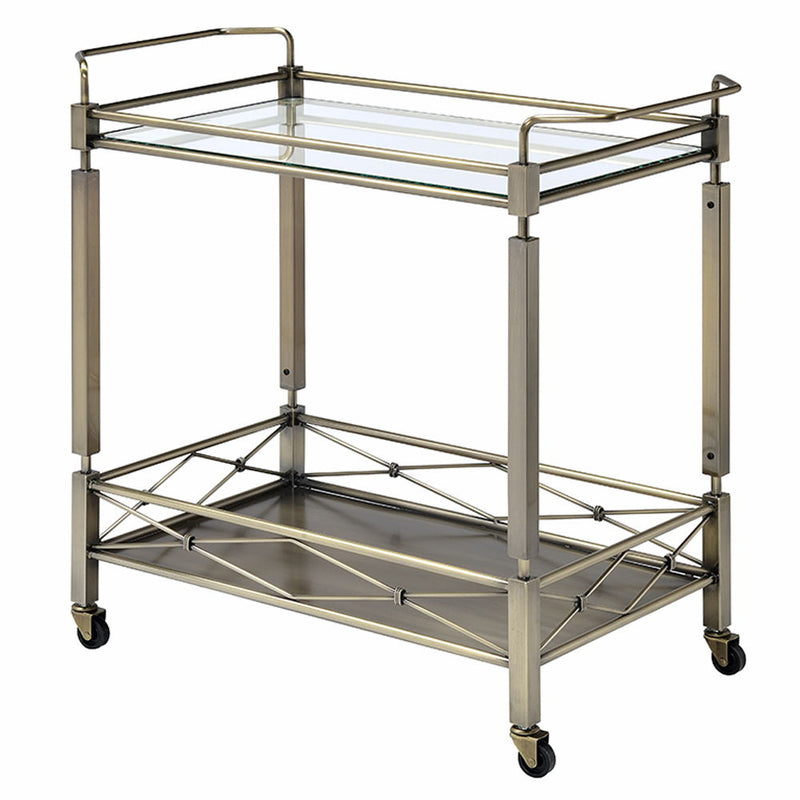 Matiesen - Serving Cart - Clear Glass & Antique Gold