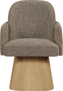 Marlowe - Linen Textured Fabric Upholstered Swivel Dining Arm Chair - Stained Natural