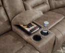 Ravenel - 3-Piece Power Reclining Sectional With Raf Power Reclining Loveseat With Console - Faux Leather - Fossil